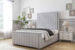 "Sloomy Richmond Silver Naples Bed Frame With Mattress With 50"" Upholstered Headboard 4'6 Double" - thumbnail 2