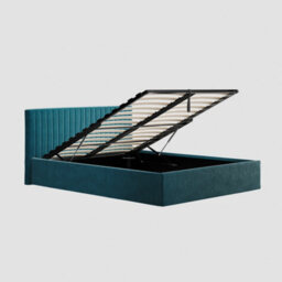 Wyld Haus Dublin 4Ft6 Teal Velvet Double Ottoman Bed With Ribbed Headboard - thumbnail 5