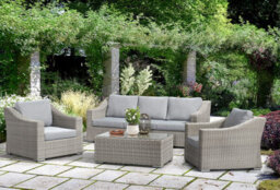 Statement Furniture Friston Rattan Garden Furniture Set Sofa Armchairs & Coffee Table Set - thumbnail 1