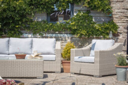 Statement Furniture Friston Rattan Garden Furniture Set Sofa Armchairs & Coffee Table Set - thumbnail 4