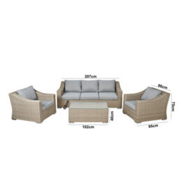 Statement Furniture Friston Rattan Garden Furniture Set Sofa Armchairs & Coffee Table Set - thumbnail 8
