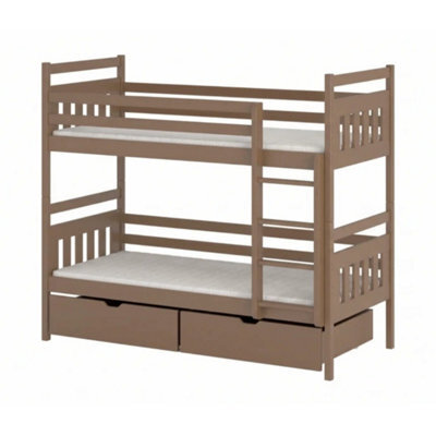 Arte Adas Milk Chocolate 90 X 190Cm Bunk Bed With Storage - Foam/bonnell Mattresses Included - image 1