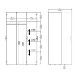Wyld Haus Daejeon Black 3-Door Wooden Wardrobe Matt Finish 1181 X 2009 X 497.5 mm - thumbnail 8