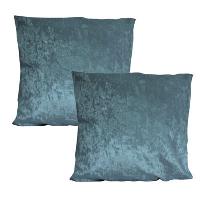 Urban Textures Pack Of 2 Crushed Velvet Cushion Covers 20 X 20 Inches Teal - image 1