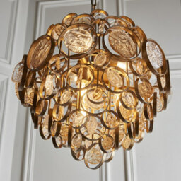 Luminosa Lighting Luminosa Carbonia 6 Light Ceiling Pendant Antique Gold Paint, Clear & Amber Glass - thumbnail 5