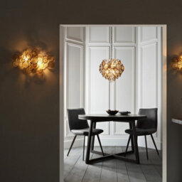 Luminosa Lighting Luminosa Carbonia 6 Light Ceiling Pendant Antique Gold Paint, Clear & Amber Glass - thumbnail 2
