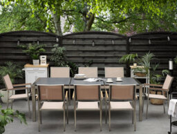 Beliani Garden Dining Set 8 Seater Grosseto Triple Plate Granite Flamed Black/ Beige - thumbnail 2