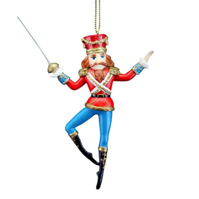Gisela Graham Christmas Resin Nutcracker Hanging Tree Ornament - Traditional Red Nutcracker, Gloss Finish, 13 X 10 Cm