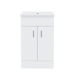 Nanuya 500mm Freestanding Gloss White Mdf Vanity Cabinet With Ceramic Basin Sink - thumbnail 5