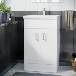 Nanuya 500mm Freestanding Gloss White Mdf Vanity Cabinet With Ceramic Basin Sink - thumbnail 2
