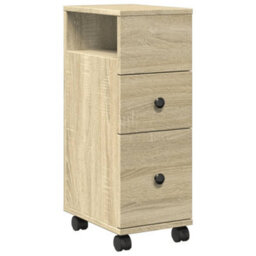 Walplus Narrow Bathroom Cabinet With Wheels Sonoma Oak Engineered Wood - thumbnail 2