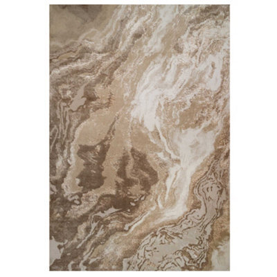 Loomed Natural Warm Beige Modern Textured Marble Area Rug 80X150Cm - image 1