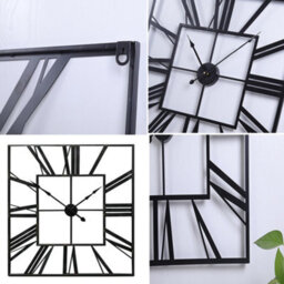 Living And Home Metal Wall Clock Roman Numeral  Square Oversized Decorative 590mm - thumbnail 4