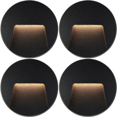 4 Pack Round Outdoor Ip65 Pathway Guide Light - Indirect Cct Led - Black Abs - image 1