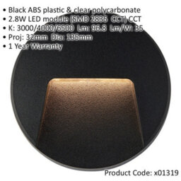 4 Pack Round Outdoor Ip65 Pathway Guide Light - Indirect Cct Led - Black Abs - thumbnail 2