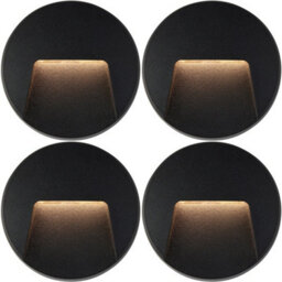 4 Pack Round Outdoor Ip65 Pathway Guide Light - Indirect Cct Led - Black Abs