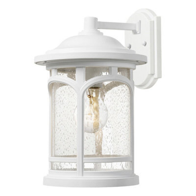 Elegant Outdoor Ip44 Wall Light Lantern With Led E27 Bulb - 60W White Finish