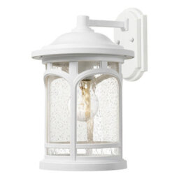 Elegant Outdoor Ip44 Wall Light Lantern With Led E27 Bulb - 60W White Finish