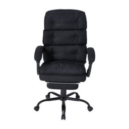 Living And Home Ergonomic High Back Black Linen Office Chair With Footrest - thumbnail 2