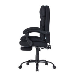 Living And Home Ergonomic High Back Black Linen Office Chair With Footrest - thumbnail 4