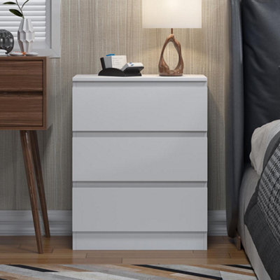 SquareBoxx Fairfield Minimalist Large Chest Of Drawers 3 Draw In Matt White - image 1
