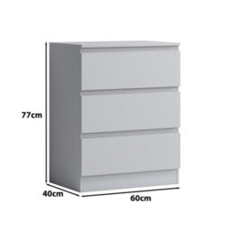 SquareBoxx Fairfield Minimalist Large Chest Of Drawers 3 Draw In Matt White - thumbnail 5