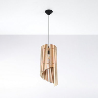 Sollux Lighting Alexia Wood Natural 1 Light Classic Pendant Ceiling Light - image 1