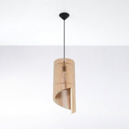 Sollux Lighting Alexia Wood Natural 1 Light Classic Pendant Ceiling Light - thumbnail 1