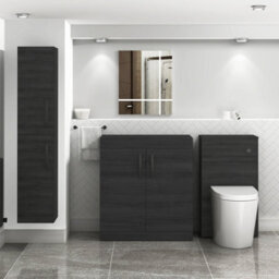 Royal Bathrooms Turin 800mm Hale Black Floor Standing Worktop Vanity Unit - 2 Doors With Matt Black Handle - thumbnail 3