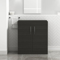 Royal Bathrooms Turin 800mm Hale Black Floor Standing Worktop Vanity Unit - 2 Doors With Matt Black Handle - thumbnail 1