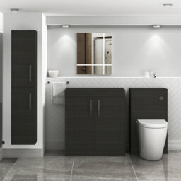 Royal Bathrooms Turin 800mm Hale Black Floor Standing Worktop Vanity Unit - 2 Doors With Matt Black Handle - thumbnail 2