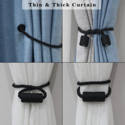 6 Piece Set Of Black Strong Magnetic Curtain Ties - thumbnail 5