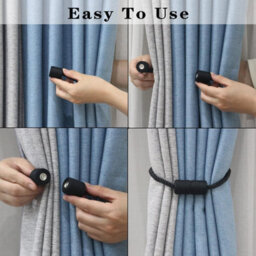 6 Piece Set Of Black Strong Magnetic Curtain Ties - thumbnail 4
