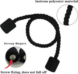 6 Piece Set Of Black Strong Magnetic Curtain Ties - thumbnail 3