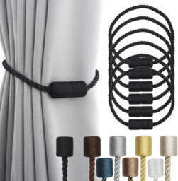 6 Piece Set Of Black Strong Magnetic Curtain Ties - thumbnail 1