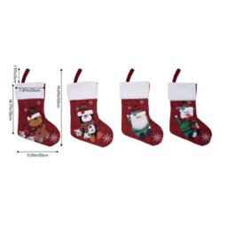 Living And Home 4 Pack Christmas Stockings Santa Snowman Reindeer Penguin Hanging Fireplace Decorations - thumbnail 9