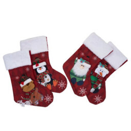 Living And Home 4 Pack Christmas Stockings Santa Snowman Reindeer Penguin Hanging Fireplace Decorations - thumbnail 4