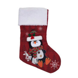 Living And Home 4 Pack Christmas Stockings Santa Snowman Reindeer Penguin Hanging Fireplace Decorations - thumbnail 5