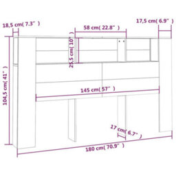 Vidaxl Headboard Cabinet Smoked Oak 180X18.5X104.5 Cm Headboard Cabinets - thumbnail 6