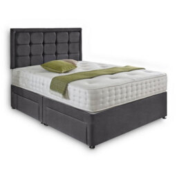 Dining Tables Dallas Matching Headboard Divan Set, 2 Drawer On Same Side With Sprung 1500 Comfort Mattress - Plush Steel - King - thumbnail 4