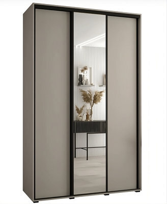 Arte Dakota Iii Sleek Cashmere Door Wardrobe 1500mm H2350mm D600mm - Three Sliding Doors, One Mirrored, Two Hanging Rails, Six Shelves - image 1