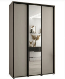 Arte Dakota Iii Sleek Cashmere Door Wardrobe 1500mm H2350mm D600mm - Three Sliding Doors, One Mirrored, Two Hanging Rails, Six Shelves - thumbnail 1