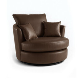 Furnishings For Less UK Danbury Leather Fabric Swivel Chair 360 Rotation Brown