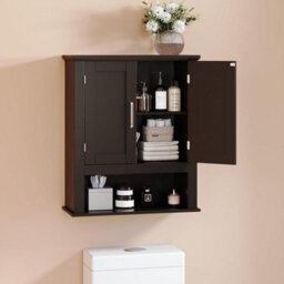 Black Bathroom Cabinet W/ Doors&shelves Cupboard Storage Unit 3 Styles Furniture - thumbnail 3