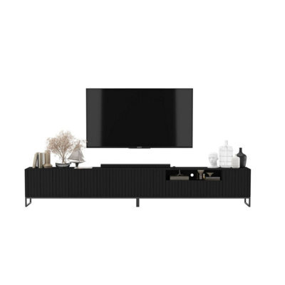 Heze Furniture Elpis Glamour Tv Cabinet Media Unit Extra Long 300 Cm - Black Matt / Black Frame - image 1
