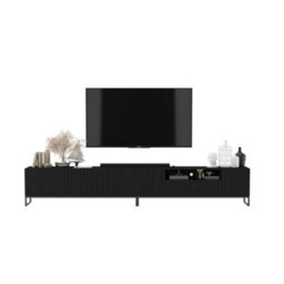 Heze Furniture Elpis Glamour Tv Cabinet Media Unit Extra Long 300 Cm - Black Matt / Black Frame - thumbnail 1