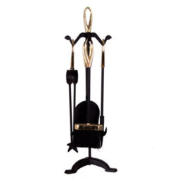 Lassic Fire Vida 5 Piece Buxton Black & Brass Companion Set - Shovel, Brush, Poker, Tong - thumbnail 4