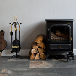 Lassic Fire Vida 5 Piece Buxton Black & Brass Companion Set - Shovel, Brush, Poker, Tong - thumbnail 3