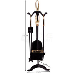 Lassic Fire Vida 5 Piece Buxton Black & Brass Companion Set - Shovel, Brush, Poker, Tong - thumbnail 2