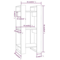 Berkfield Book Cabinet/room Divider White 41X35X91 Cm Solid Wood Pine - thumbnail 8